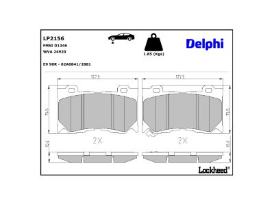 Juego de 4 pastillas de freno (Almohadilla de freno) DELPHI ref. LP2156