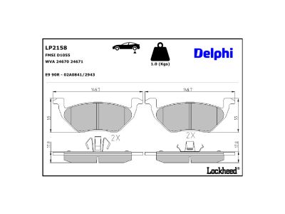 Juego de 4 pastillas de freno (Almohadilla de freno) DELPHI ref. LP2158