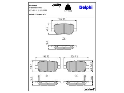 Jeu de 4 plaquettes de frein DELPHI ref. LP2160