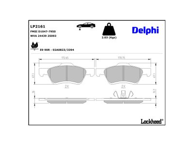 Jogo de 4 pastilhas de travão DELPHI ref. LP2161