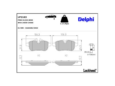 Jeu de 4 plaquettes de frein DELPHI ref. LP2163