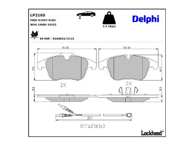 Juego de 4 pastillas de freno (Almohadilla de freno) DELPHI ref. LP2165