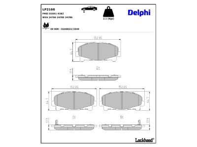 Juego de 4 pastillas de freno (Almohadilla de freno) DELPHI ref. LP2166