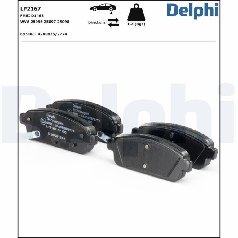 Jeu de 4 plaquettes de frein DELPHI ref. LP2167