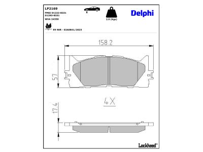 Juego de 4 pastillas de freno (Almohadilla de freno) DELPHI ref. LP2169