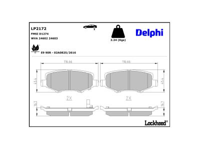 Jeu de 4 plaquettes de frein DELPHI ref. LP2172