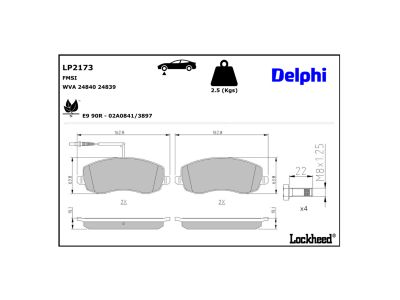 Juego de 4 pastillas de freno (Almohadilla de freno) DELPHI ref. LP2173