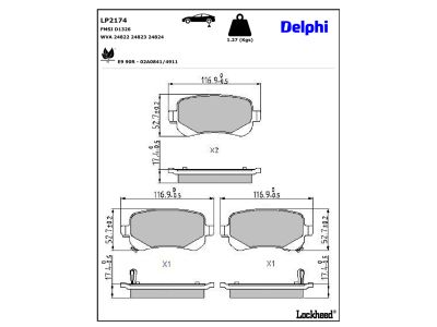 Jogo de 4 pastilhas de travão DELPHI LP2174