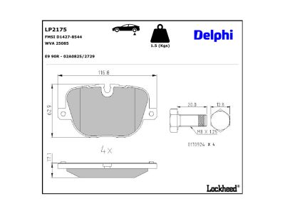 Jogo de 4 pastilhas de travão DELPHI ref. LP2175