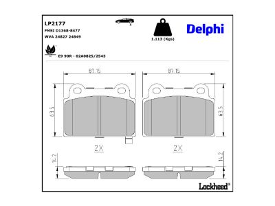Jeu de 4 plaquettes de frein DELPHI ref. LP2177