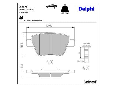 Jeu de 4 plaquettes de frein DELPHI ref. LP2178