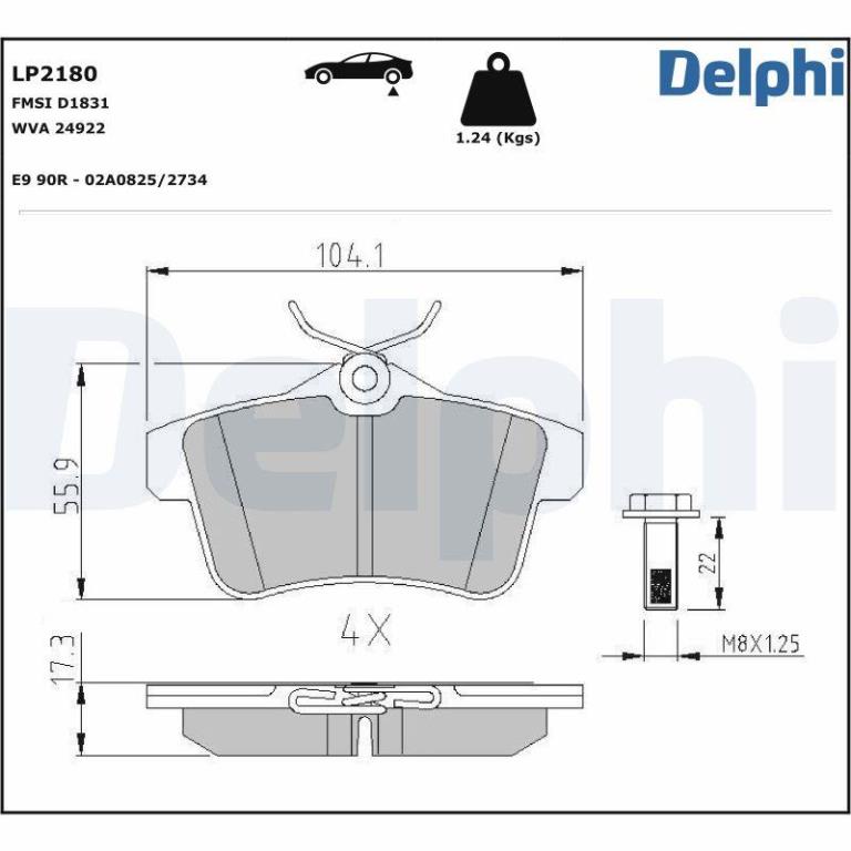 Juego de 4 pastillas de freno (Almohadilla de freno) DELPHI ref. LP2180