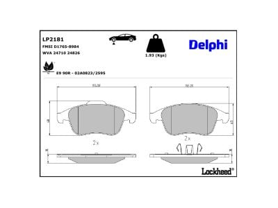 Juego de 4 pastillas de freno (Almohadilla de freno) DELPHI ref. LP2181