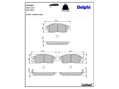 Jeu de 4 plaquettes de frein DELPHI LP2184