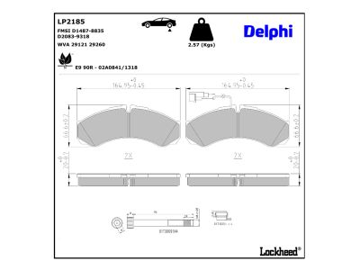 Jeu de 4 plaquettes de frein DELPHI ref. LP2185