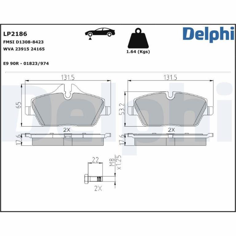Juego de 4 pastillas de freno (Almohadilla de freno) DELPHI ref. LP2186