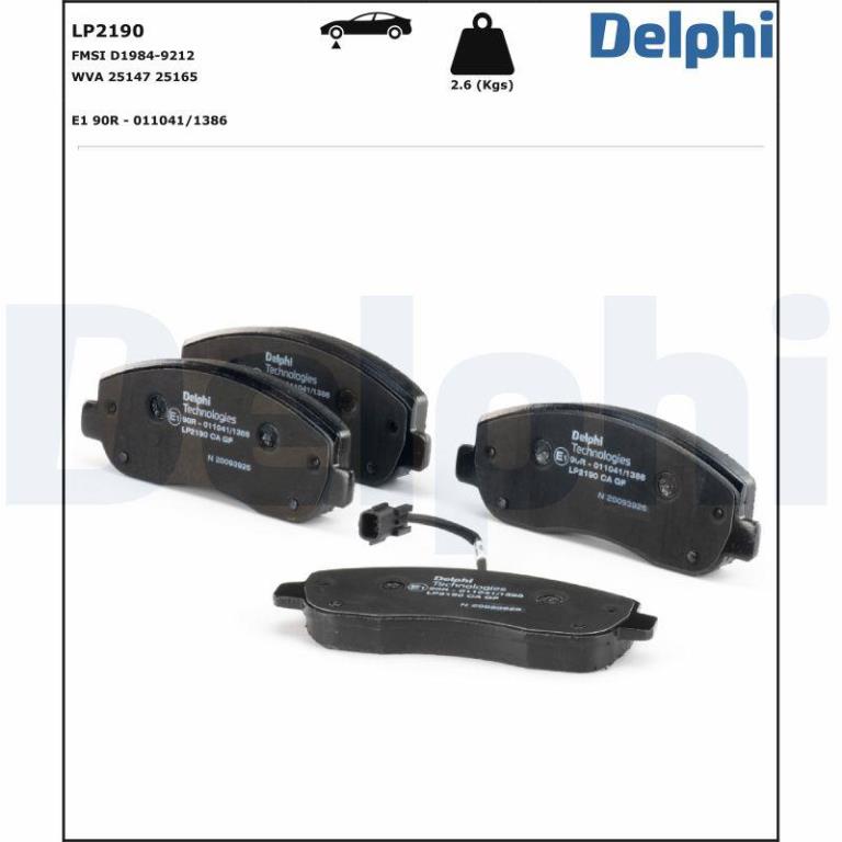 Jeu de 4 plaquettes de frein DELPHI ref. LP2190