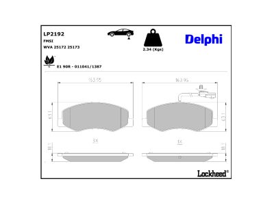 Jeu de 4 plaquettes de frein DELPHI ref. LP2192