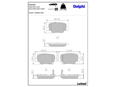 Jeu de 4 plaquettes de frein DELPHI LP2193