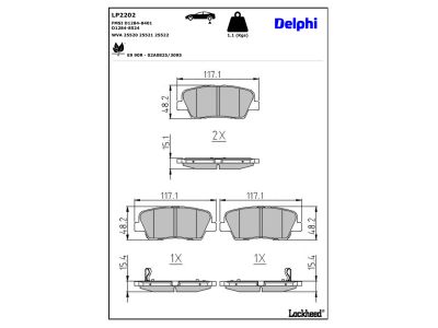 Juego de 4 pastillas de freno (Almohadilla de freno) DELPHI ref. LP2202