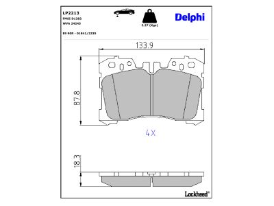 Juego de 4 pastillas de freno (Almohadilla de freno) DELPHI ref. LP2213