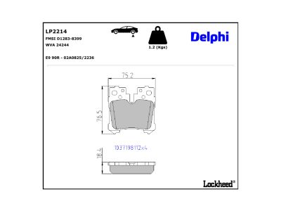 Jeu de 4 plaquettes de frein DELPHI ref. LP2214