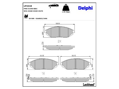 Juego de 4 pastillas de freno (Almohadilla de freno) DELPHI ref. LP2218