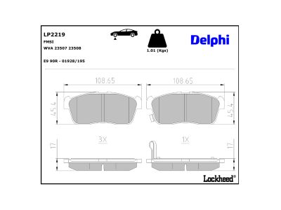 Jeu de 4 plaquettes de frein DELPHI ref. LP2219