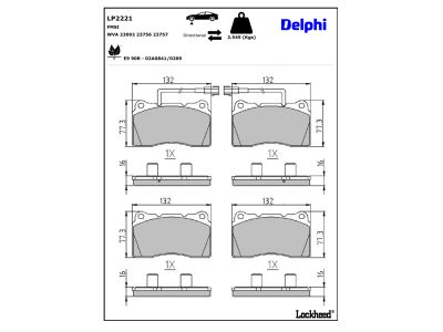 Juego de 4 pastillas de freno (Almohadilla de freno) DELPHI ref. LP2221