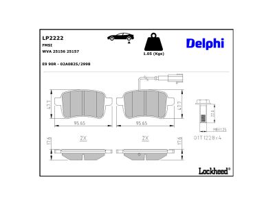 Jeu de 4 plaquettes de frein DELPHI ref. LP2222
