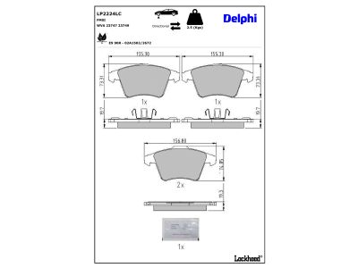 Jeu de 4 plaquettes de frein DELPHI LP2224LC