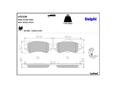 Juego de 4 pastillas de freno (Almohadilla de freno) DELPHI ref. LP2228