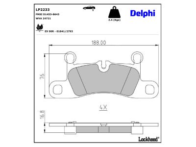 Juego de 4 pastillas de freno (Almohadilla de freno) DELPHI ref. LP2233