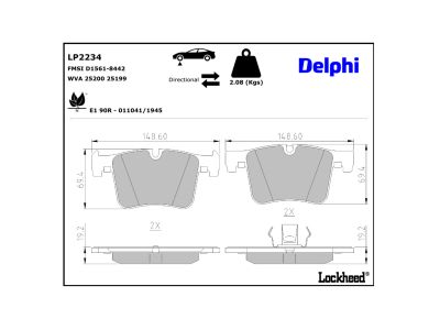 Juego de 4 pastillas de freno (Almohadilla de freno) DELPHI ref. LP2234