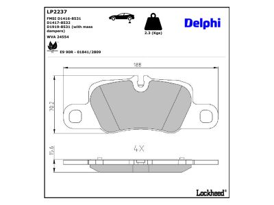 Juego de 4 pastillas de freno (Almohadilla de freno) DELPHI ref. LP2237