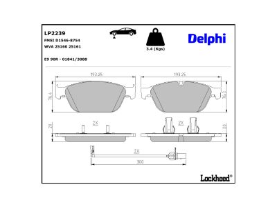 Juego de 4 pastillas de freno (Almohadilla de freno) DELPHI ref. LP2239