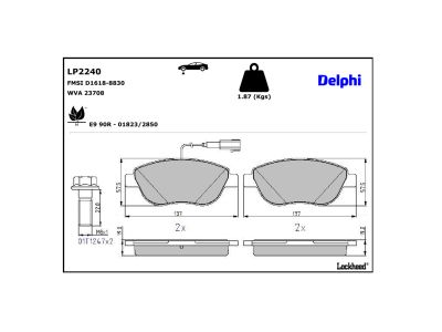 Juego de 4 pastillas de freno (Almohadilla de freno) DELPHI ref. LP2240