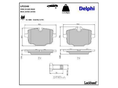 Juego de 4 pastillas de freno (Almohadilla de freno) DELPHI ref. LP2246