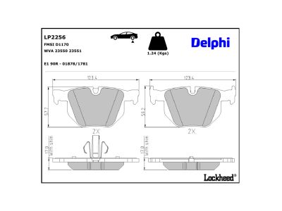 Jeu de 4 plaquettes de frein DELPHI ref. LP2256