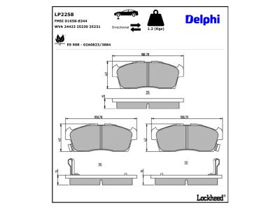 Juego de 4 pastillas de freno (Almohadilla de freno) DELPHI ref. LP2258