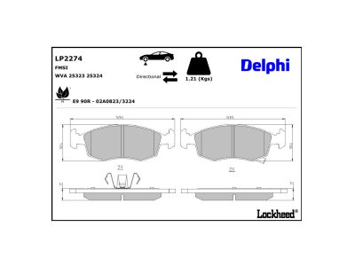 Jogo de 4 pastilhas de travão DELPHI LP2274