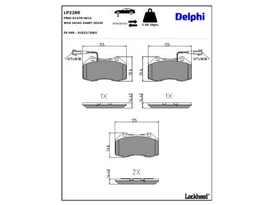 Juego de 4 pastillas de freno (Almohadilla de freno) DELPHI ref. LP2280