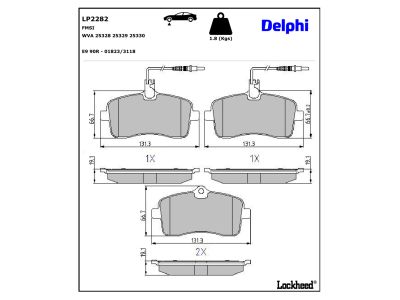 Juego de 4 pastillas de freno (Almohadilla de freno) DELPHI ref. LP2282