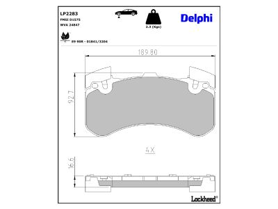Juego de 4 pastillas de freno (Almohadilla de freno) DELPHI ref. LP2283