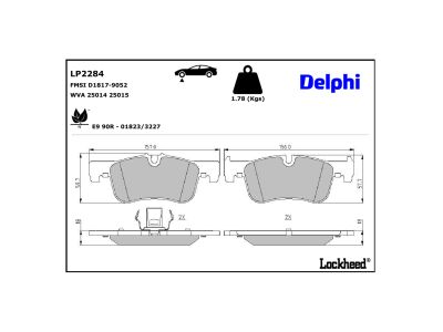 Juego de 4 pastillas de freno (Almohadilla de freno) DELPHI ref. LP2284