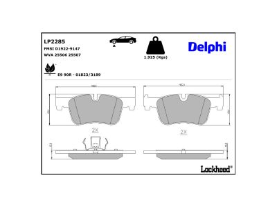 Juego de 4 pastillas de freno (Almohadilla de freno) DELPHI ref. LP2285
