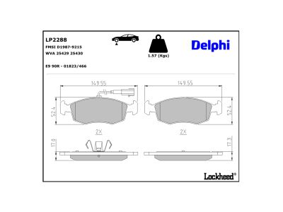 Jeu de 4 plaquettes de frein DELPHI ref. LP2288