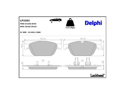 Juego de 4 pastillas de freno (Almohadilla de freno) DELPHI ref. LP2292