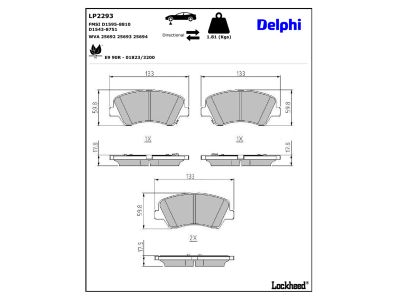 Jogo de 4 pastilhas de travão DELPHI ref. LP2293