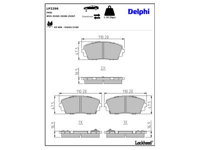 Juego de 4 pastillas de freno (Almohadilla de freno) DELPHI ref. LP2296